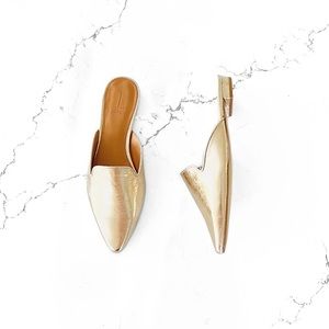 J. Crew Metallic Gold Mule Slides